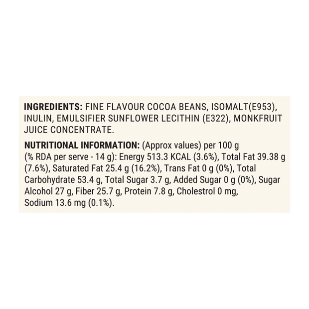 No Added Sugar | 70% Dark Plain Chocolate | Vegan Friendly