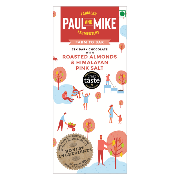 72% Dark Roasted Almonds & Himalayan Pink Salt Chocolate