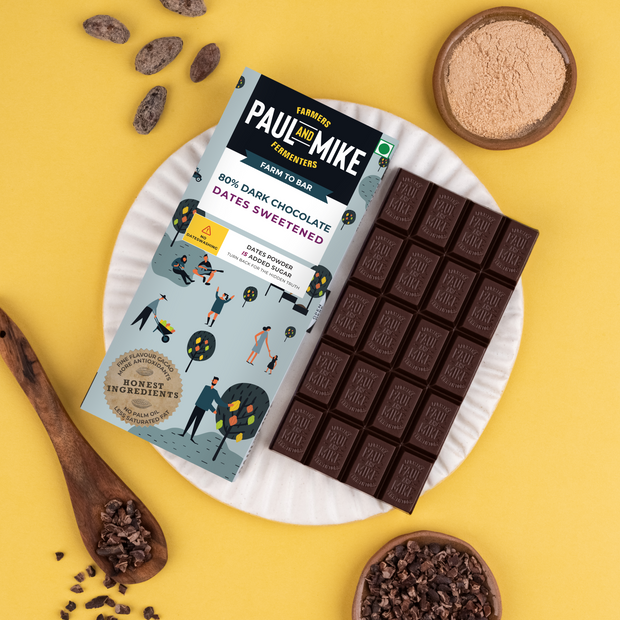 80% Dark Chocolate Dates Sweetened | Heavy Metals Tested