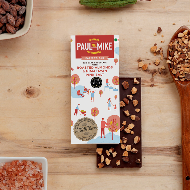 72% Dark Roasted Almonds & Himalayan Pink Salt Chocolate
