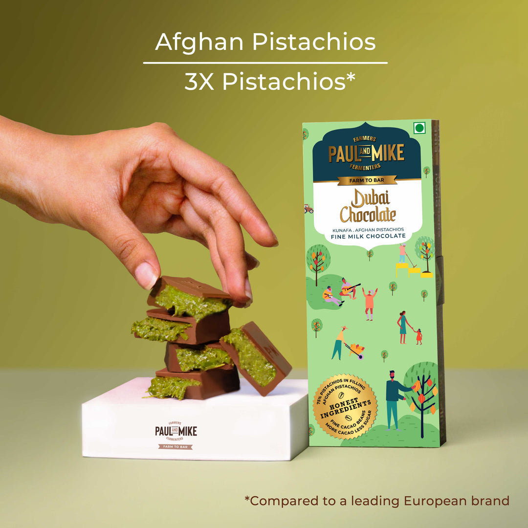Kunafa Chocolate with Afghan Pistachios – Dubai Inspired, 96g