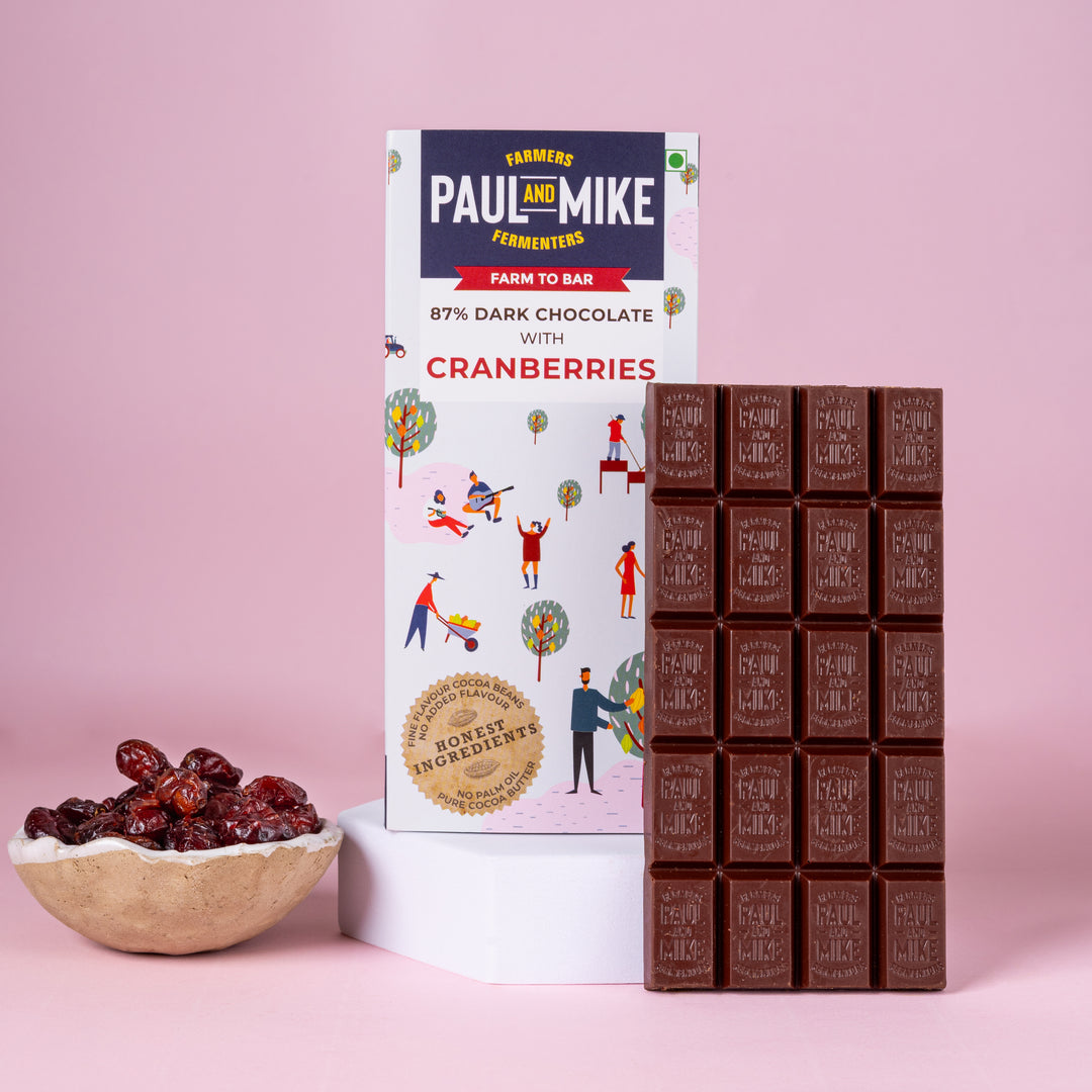 87% Dark Cranberries Chocolate | Eggless | Paul And Mike Dark
