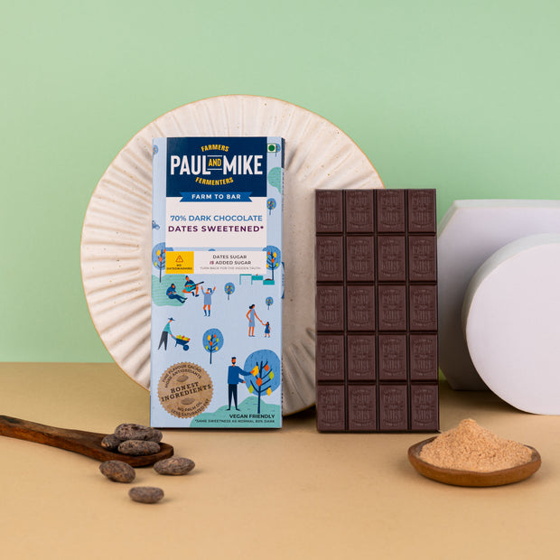 70% Dark Chocolate Dates Sweetened | Heavy Metals Tested