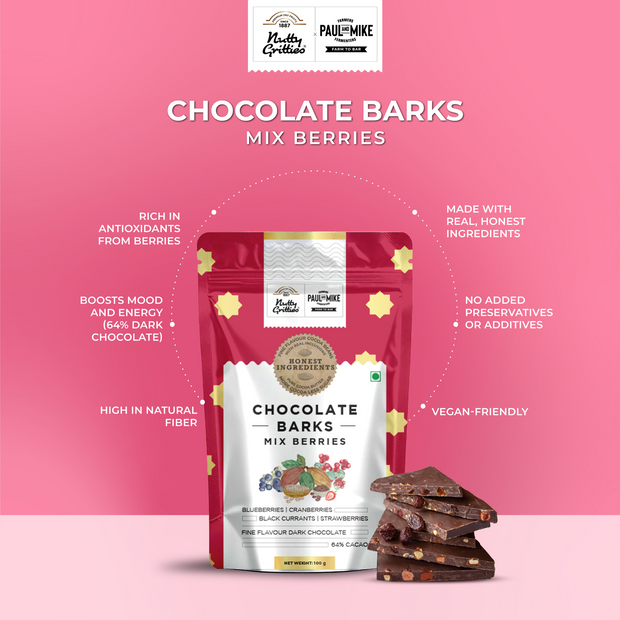 Nutty Gritties X Paul And Mike Chocolate Barks Mix Berries
