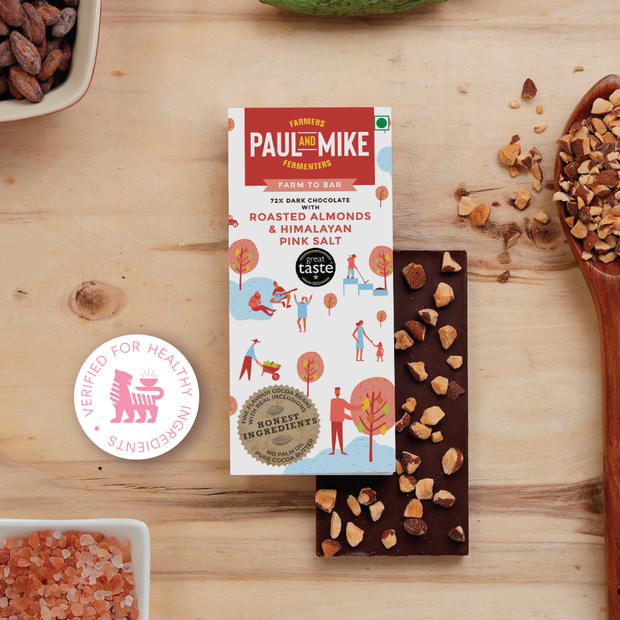 72% Dark Roasted Almonds & Himalayan Pink Salt Chocolate