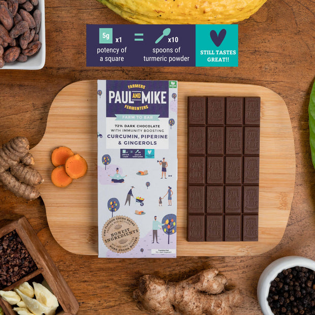 72% Dark Immunity Bar with Curcumin, Piperine & Gingerols