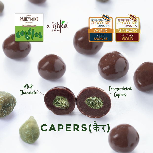 Chocolate coated salted Capers